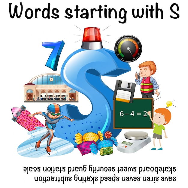 Premium Vector  Poster for words starting with s