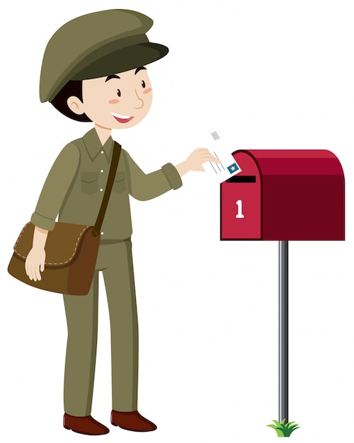 Premium Vector | A postman delivery mail