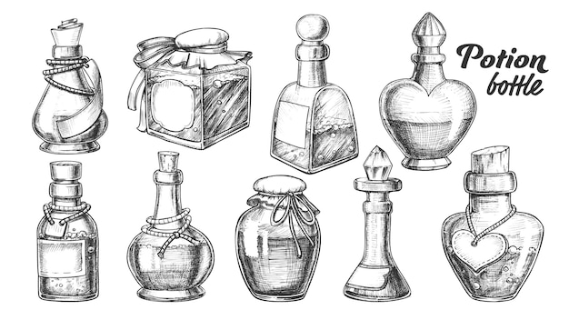 Premium Vector | Potion bottles