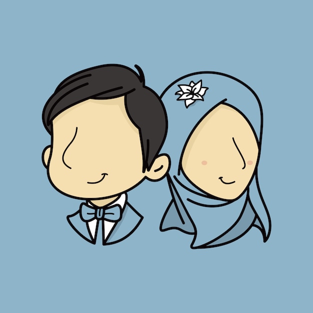 Premium Vector | Potrait muslim wedding couple without face