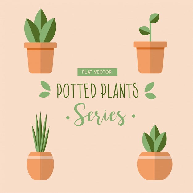 Potted plants series | Premium Vector