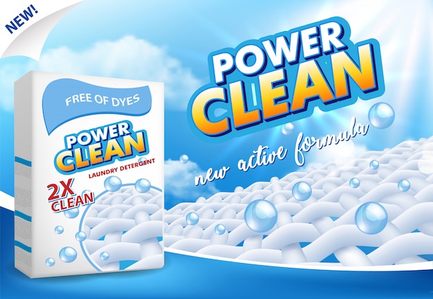 Powder laundry detergent advertising Premium Vector