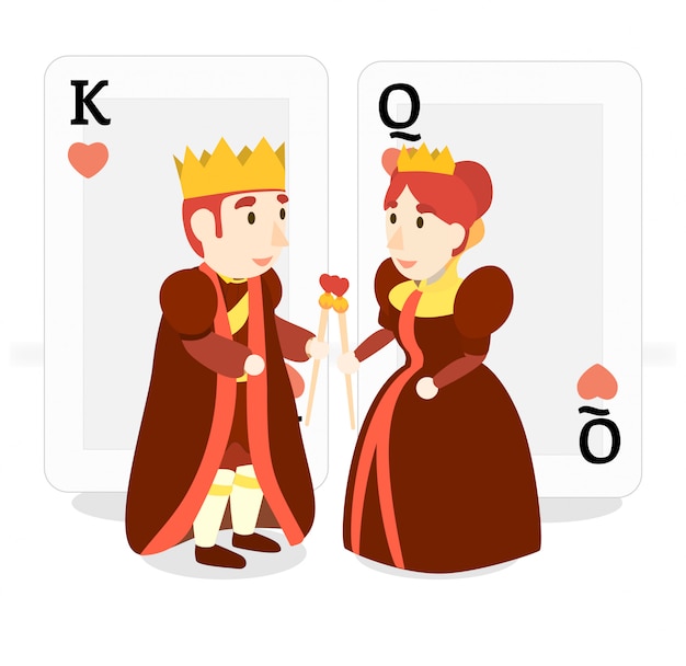 Premium Vector | Power costume happy king and queen red gold heart love ...