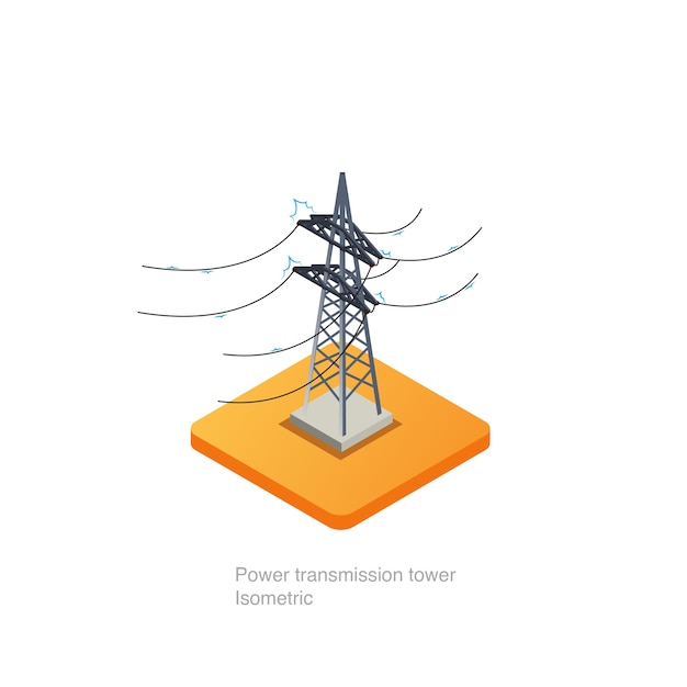 Premium Vector | Power transmission tower isometric 3d icon