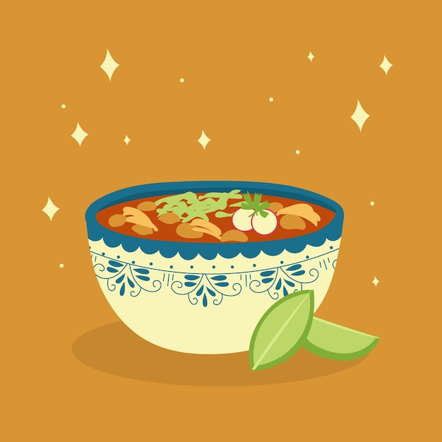 손으로 그린 스타일의 pozole 그림 | 무료 벡터