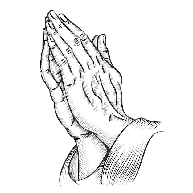 手を祈る 宗教と聖なるカトリックまたはキリスト教 精神性の信念と希望 無料のベクター