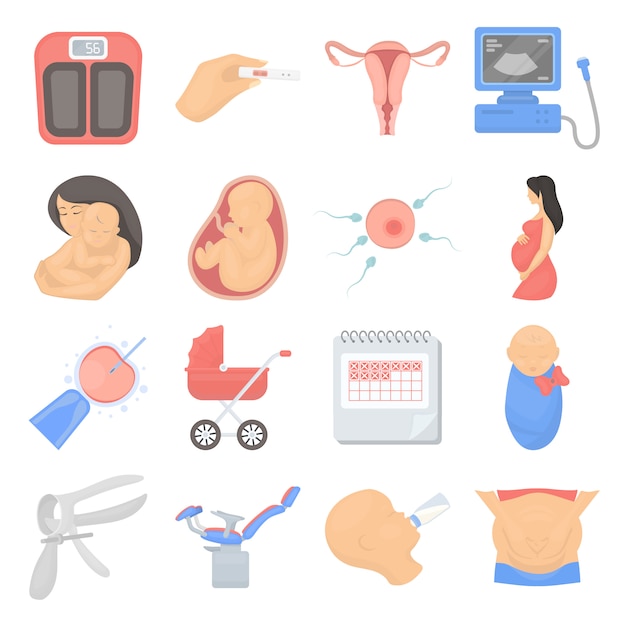 Premium Vector | Pregnancy Cartoon Vector Icon Set. Vector Illustration ...