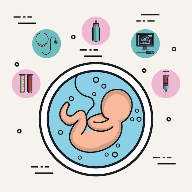 妊娠の成長赤ちゃんの胎児の開発羊水 プレミアムベクター