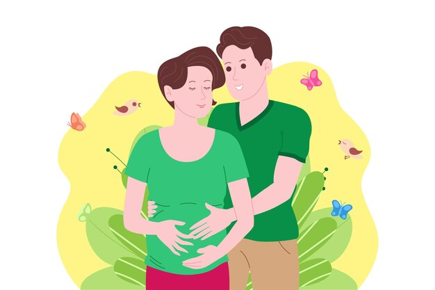 Premium Vector Pregnancy Motherhood Concept Pregnant And Happy