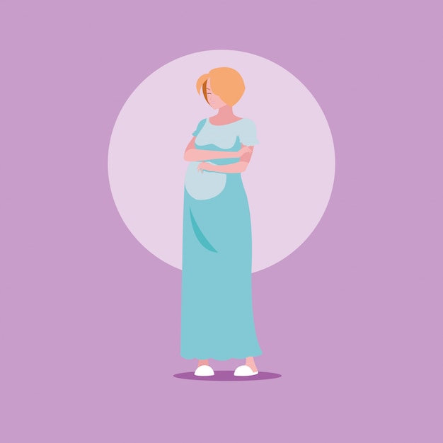 Premium Vector | Pregnant woman avatar character icon vector ilustrate