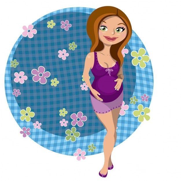 Download Free Vector | Pregnant woman on a background with flowers