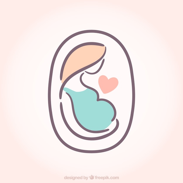Pregnant woman in hand drawn style Premium Vector