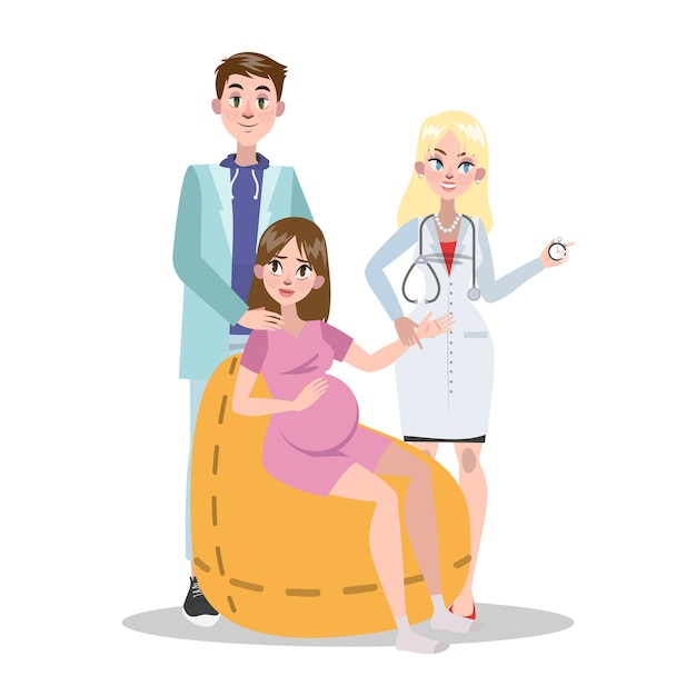 Premium Vector Pregnant Woman In A Hospital With Doctor 4670