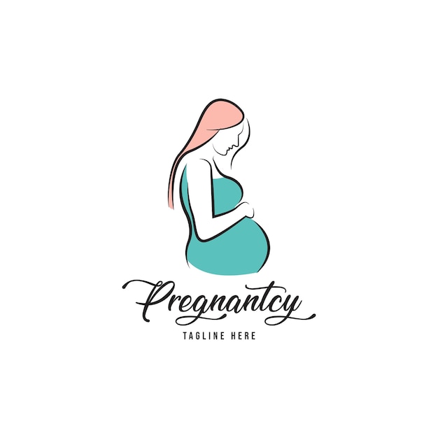Pregnant woman logo vector design vector illustration Premium Vector