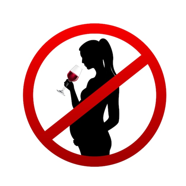 Download Free Vector | Pregnant woman silhouette drinking wine from ...