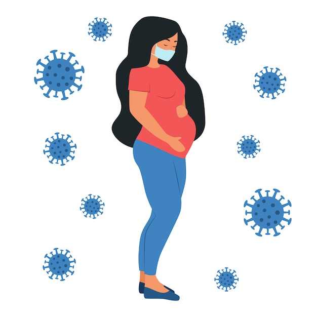 Download Premium Vector | Pregnant woman with a medical face mask. virus protection. new coronavirus ...