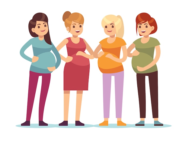 Premium Vector | Pregnant women group. future mothers anticipation