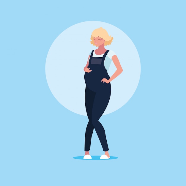 Premium Vector | Pregnant young woman avatar character
