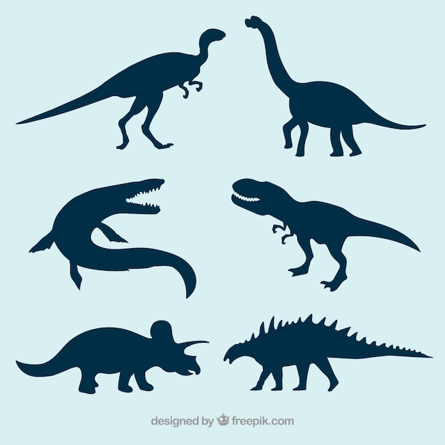 先史時代の恐竜のベクトルシルエット 無料のベクター