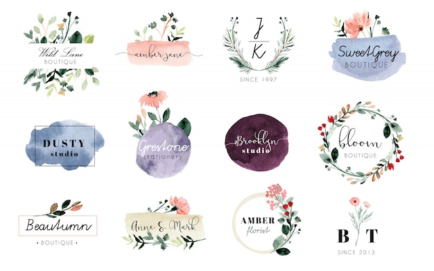 Download Free Premade Logo Floral And Brush Stroke Watercolor Collection Use our free logo maker to create a logo and build your brand. Put your logo on business cards, promotional products, or your website for brand visibility.