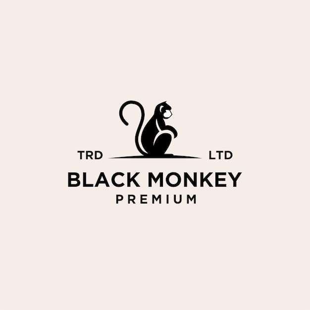 Premium Vector | Premium black monkey vector logo icon illustration design