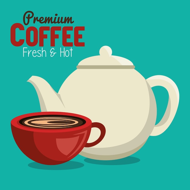 Download Premium coffee pot and cup | Premium Vector