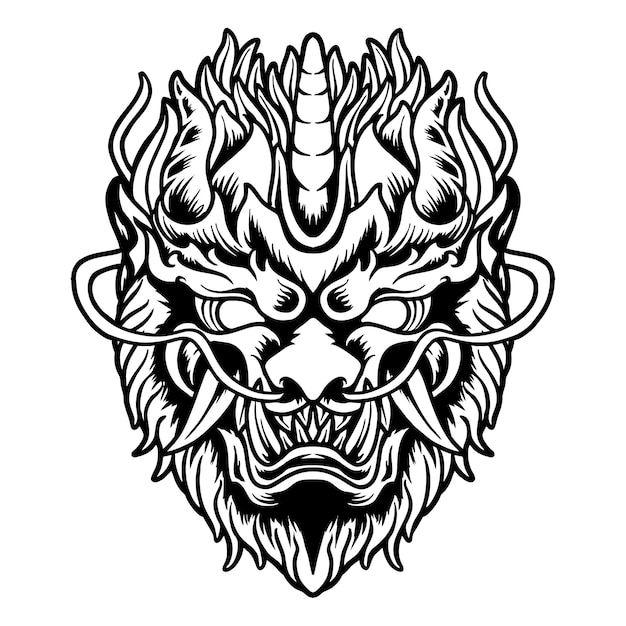 Premium Vector | Premium devil raijin head vector illustration tshirt ...