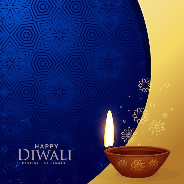 Premium diwali greeting background with\
decorative diya