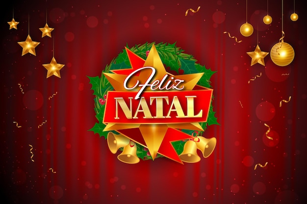 Premium Vector | Premium feliz natal with wreath luxury background