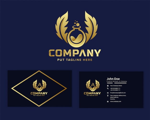 Download Free Premium Gold Science Lab Logo Template For Company Premium Vector Use our free logo maker to create a logo and build your brand. Put your logo on business cards, promotional products, or your website for brand visibility.