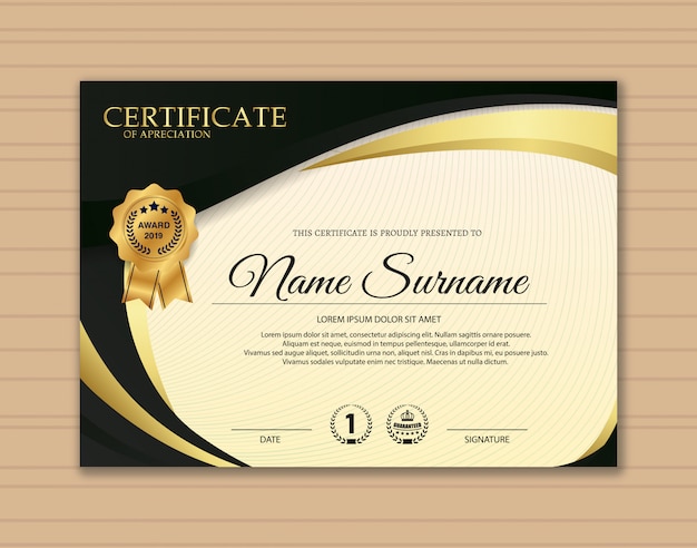 Premium golden black certificate template design. | Premium Vector