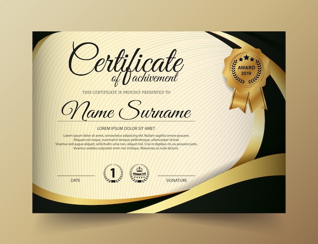 Premium golden black certificate template design. Premium Vector