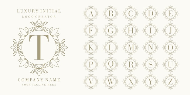 Download Free Premium Initial Logo Design With Floral Frame Premium Vector Use our free logo maker to create a logo and build your brand. Put your logo on business cards, promotional products, or your website for brand visibility.