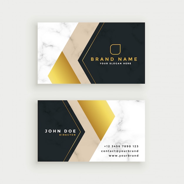 Premium marble business card in gold\
theme