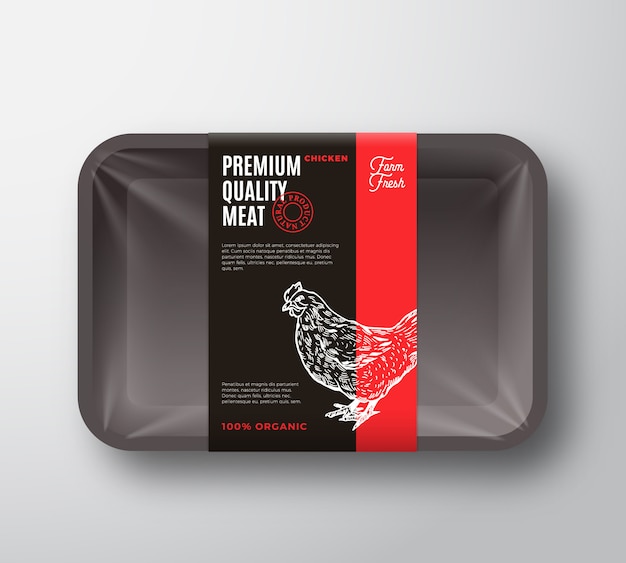 Premium Vector Premium quality chicken meat package and label stripe.