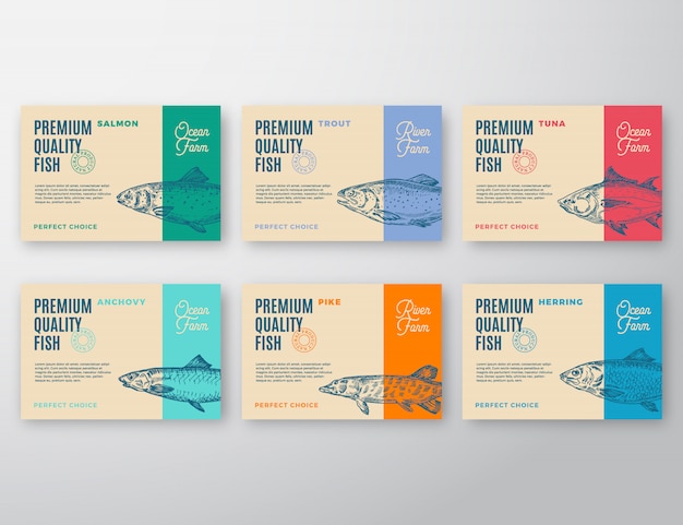 Premium Vector | Premium quality fish labels set.