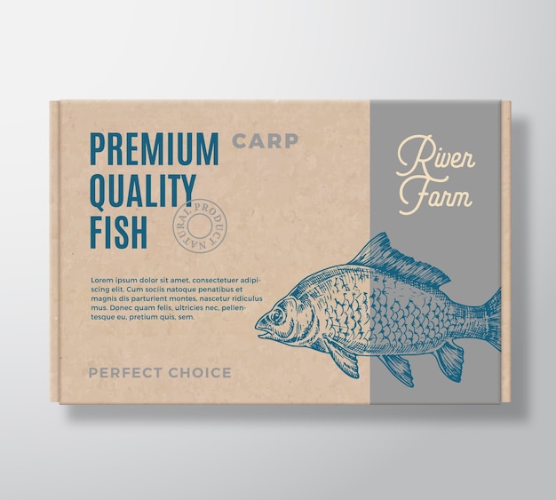 Premium Vector | Premium quality fish realistic cardboard box ...