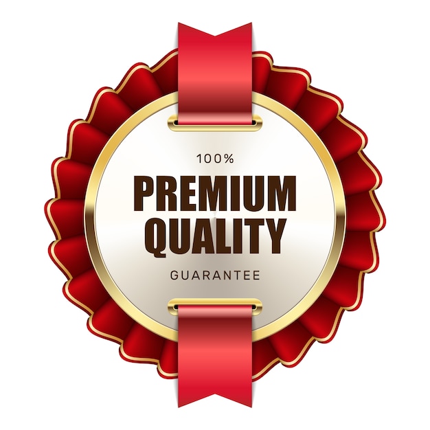 Premium Vector Premium Quality Guarantee Badge Ribbon Gold Silver Metallic Luxury Logo 7935