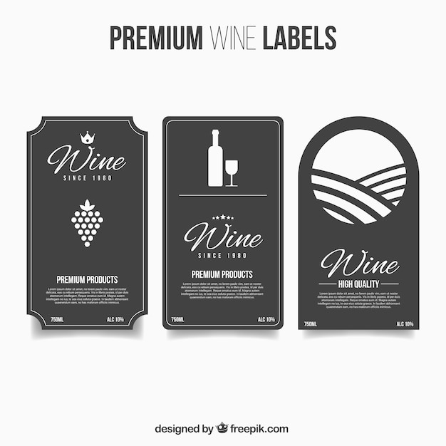 Premium wine labels in flat style Vector Free Download