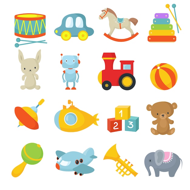 Premium Vector | Preschool children toys isolated vector cartoon set