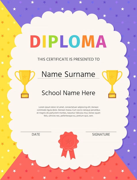 Download Premium Vector | Preschool graduation diploma. kid ...