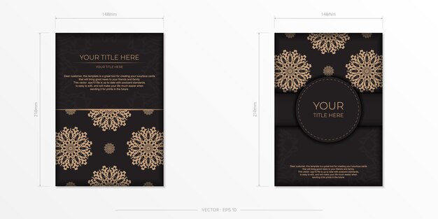 Premium Vector Presentable Ready To Print Postcard Design In Black With Arabic Patterns Vector Invitation Card