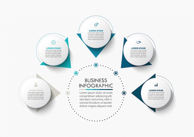 Presentation business circle infographic template with 5 options. Premium Vector