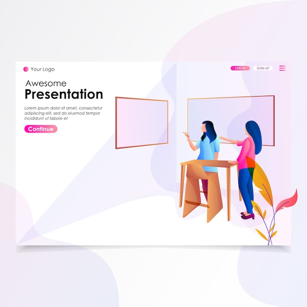 Presentation landing page illustration Premium Vector