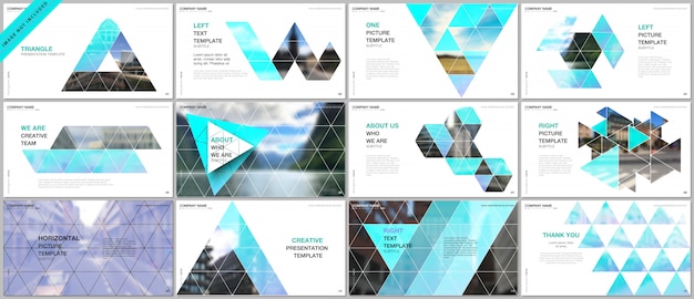 Presentations cover portfolio  templates with triangular pattern Premium Vector