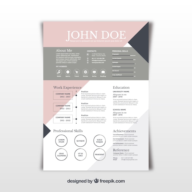 pretty abstract resume template vector