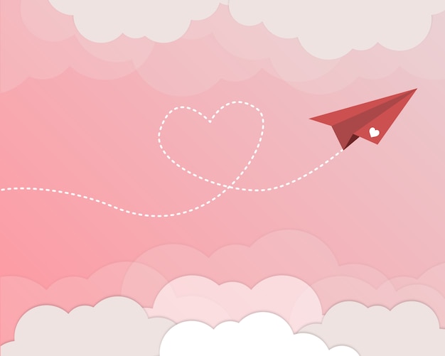 Pretty Airplane For Valentines Day Background Vector | Premium Download