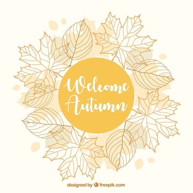 Pretty autumn background with a floral frame Free Vector Pretty autumn background with a floral frame Free Vector