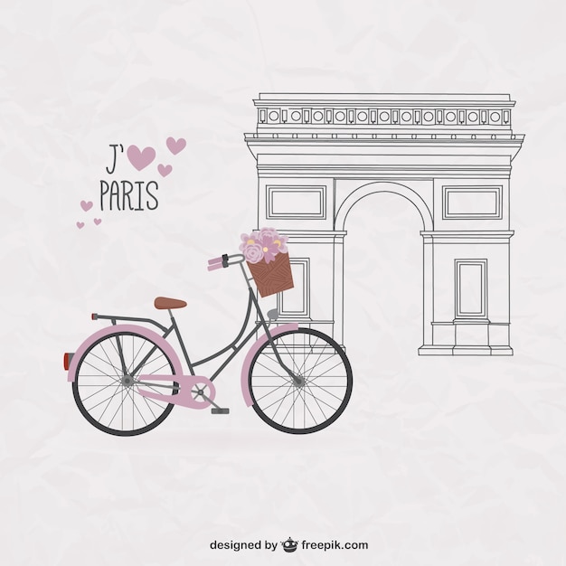 Pretty bicycle on Paris background