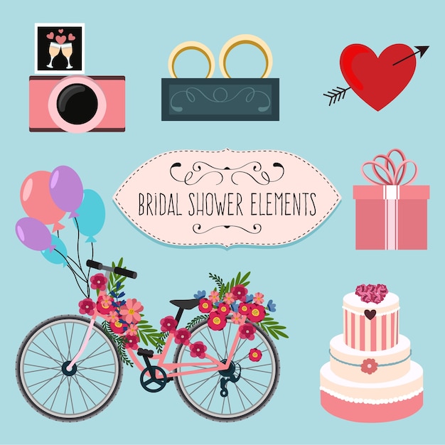 Pretty bicycle with floral details and wedding\
elements